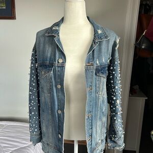 Sunset + Spring women’s embellished casual denim jacket